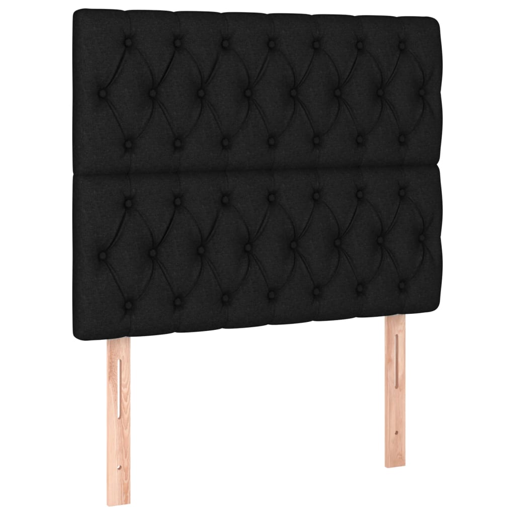 Box spring bed with mattress black 90x200 cm fabric