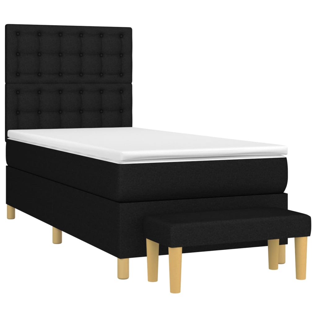 Lit à sommier tapissier avec matelas tissu noir 80x200 cm