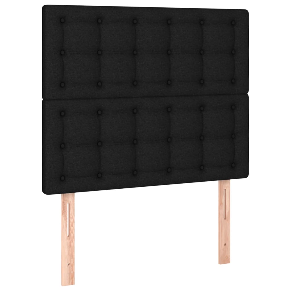 Lit à sommier tapissier avec matelas tissu noir 80x200 cm