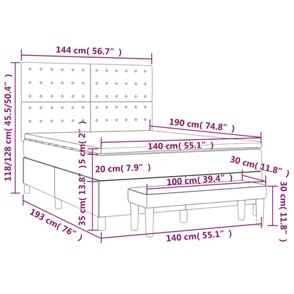 Boxspringbett mit Matratze Hellgrau 140x190 cm Stoff