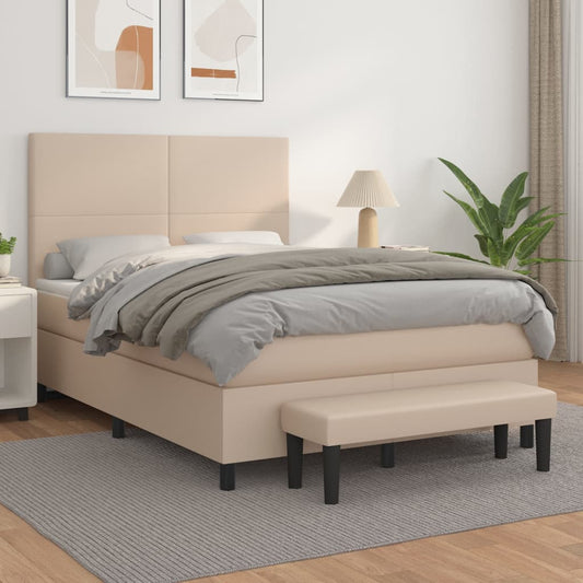 Boxspringbett Matratze Cappuccino-Braun 140x190cm Kunstleder