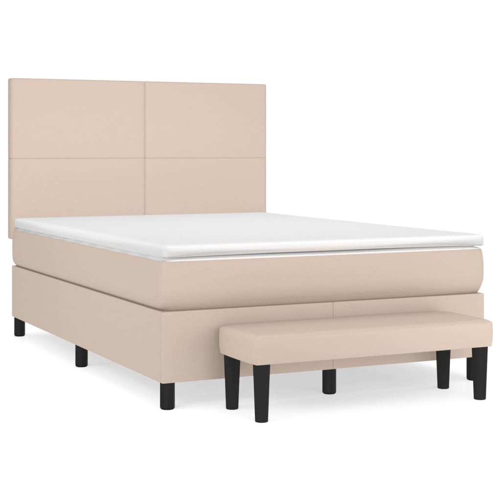 Matelas à sommier tapissier cappuccino-marron 140x200cm cuir artificiel