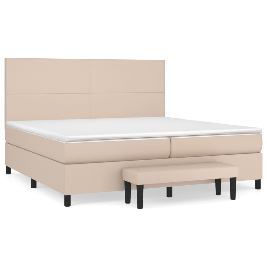 Matelas à sommier tapissier cappuccino-marron 200x200cm cuir artificiel
