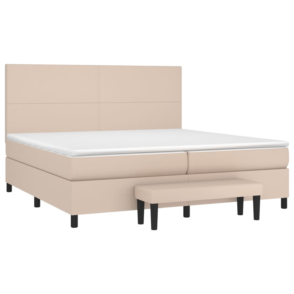 Matelas à sommier tapissier cappuccino-marron 200x200cm cuir artificiel