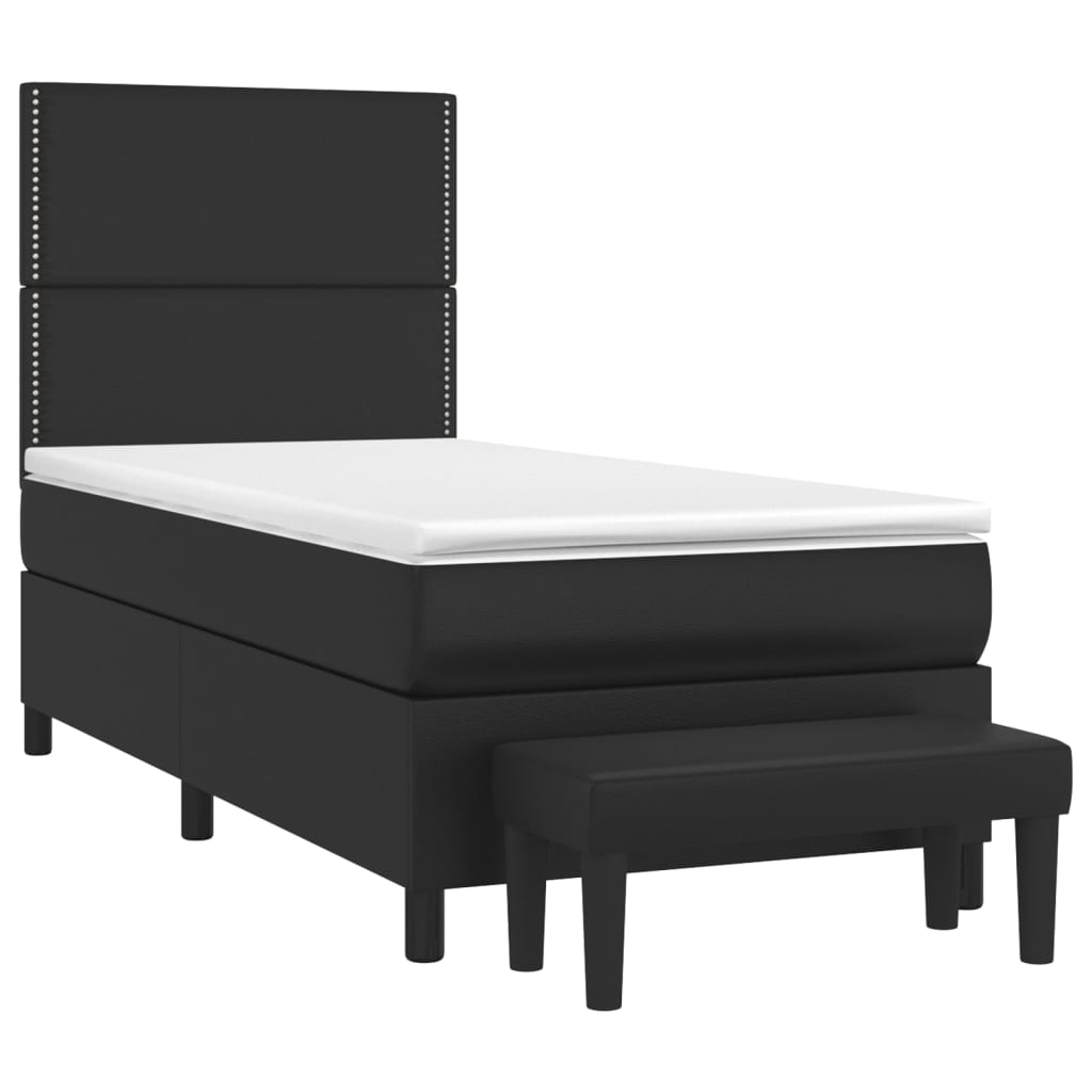 Lit à sommier tapissier avec matelas noir 90x190 cm en similicuir