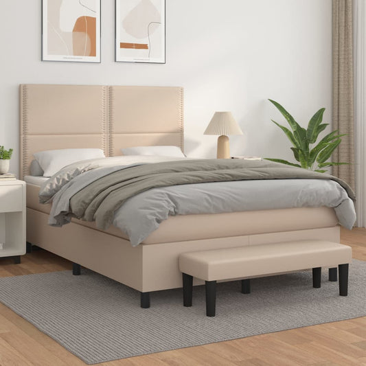 Boxspringbett Matratze Cappuccino-Braun 140x190cm Kunstleder