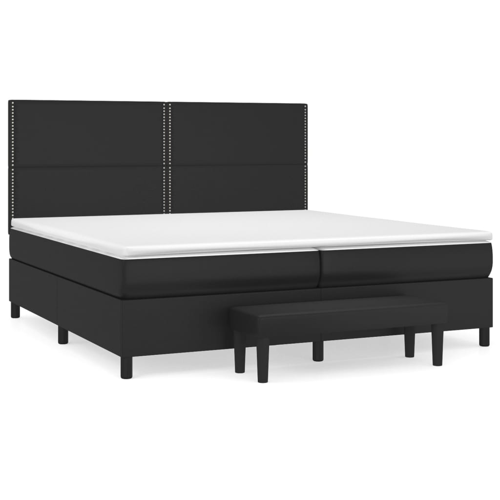 Lit à sommier tapissier avec matelas noir 200x200 cm en similicuir