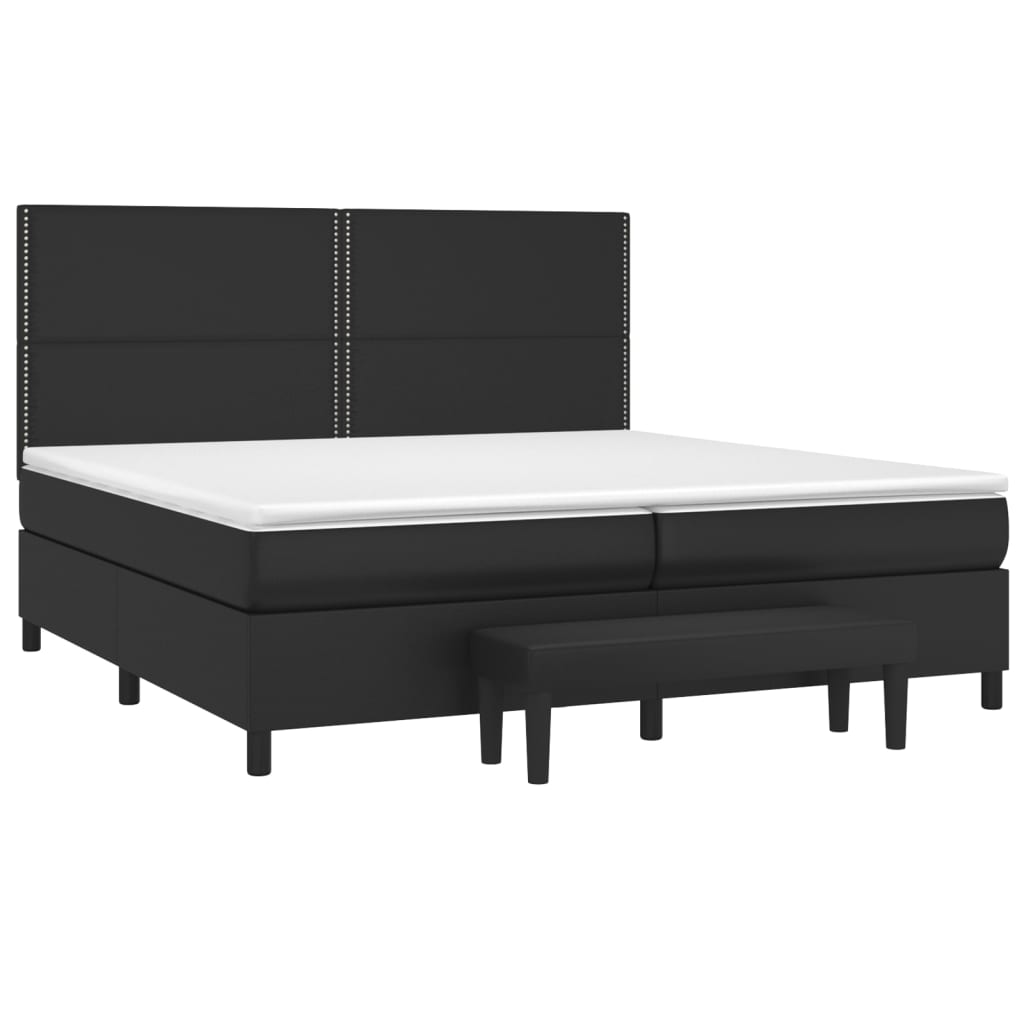 Lit à sommier tapissier avec matelas noir 200x200 cm en similicuir