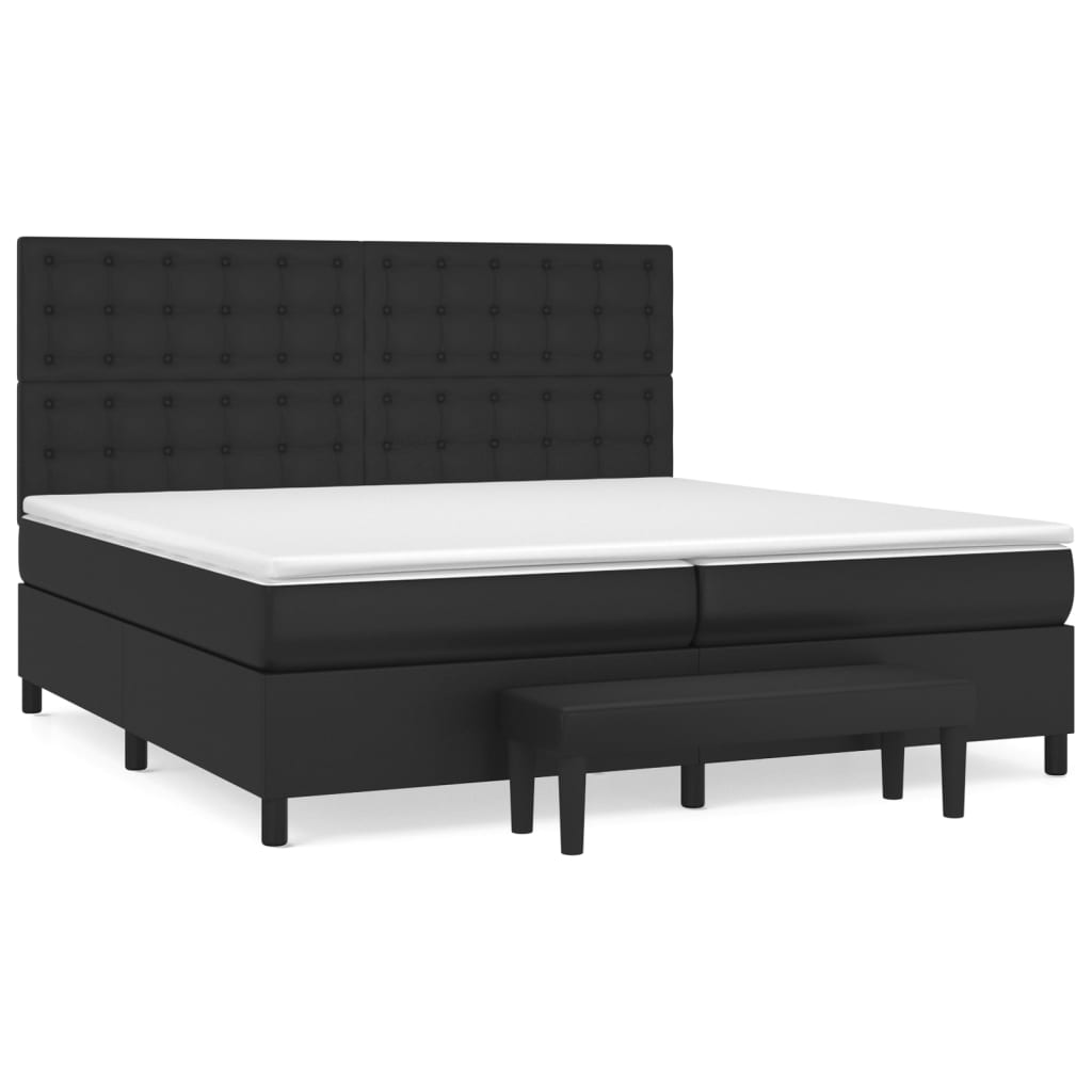 Lit à sommier tapissier avec matelas noir 200x200 cm en similicuir