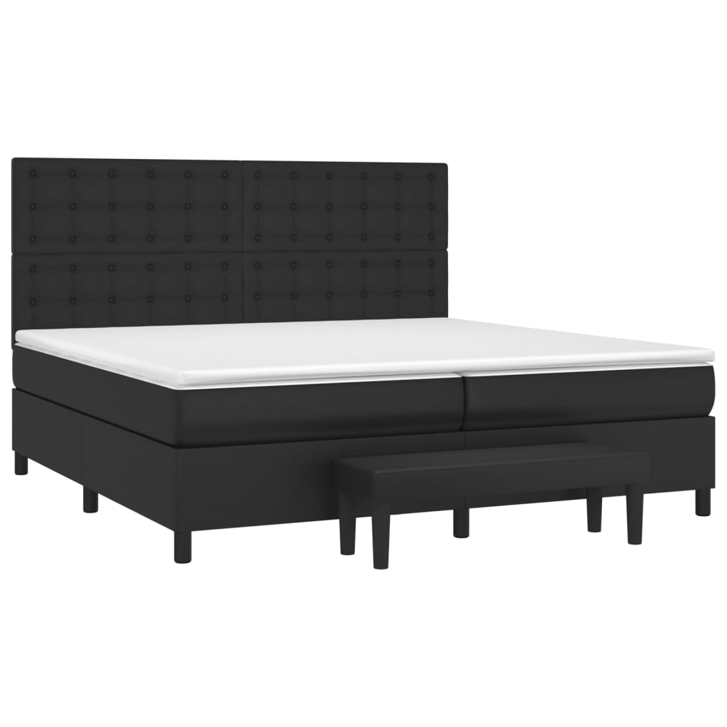Lit à sommier tapissier avec matelas noir 200x200 cm en similicuir