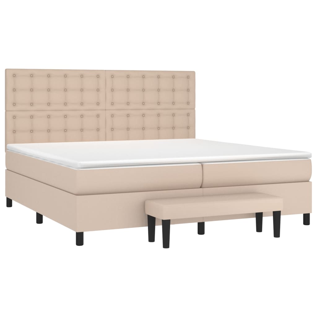 Matelas à sommier tapissier cappuccino-marron 200x200cm cuir artificiel