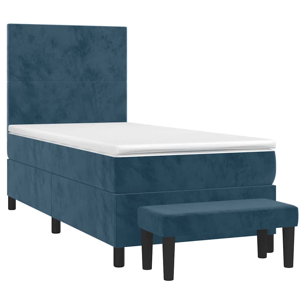 Boxspringbett mit Matratze Dunkelblau 90x190 cm Samt