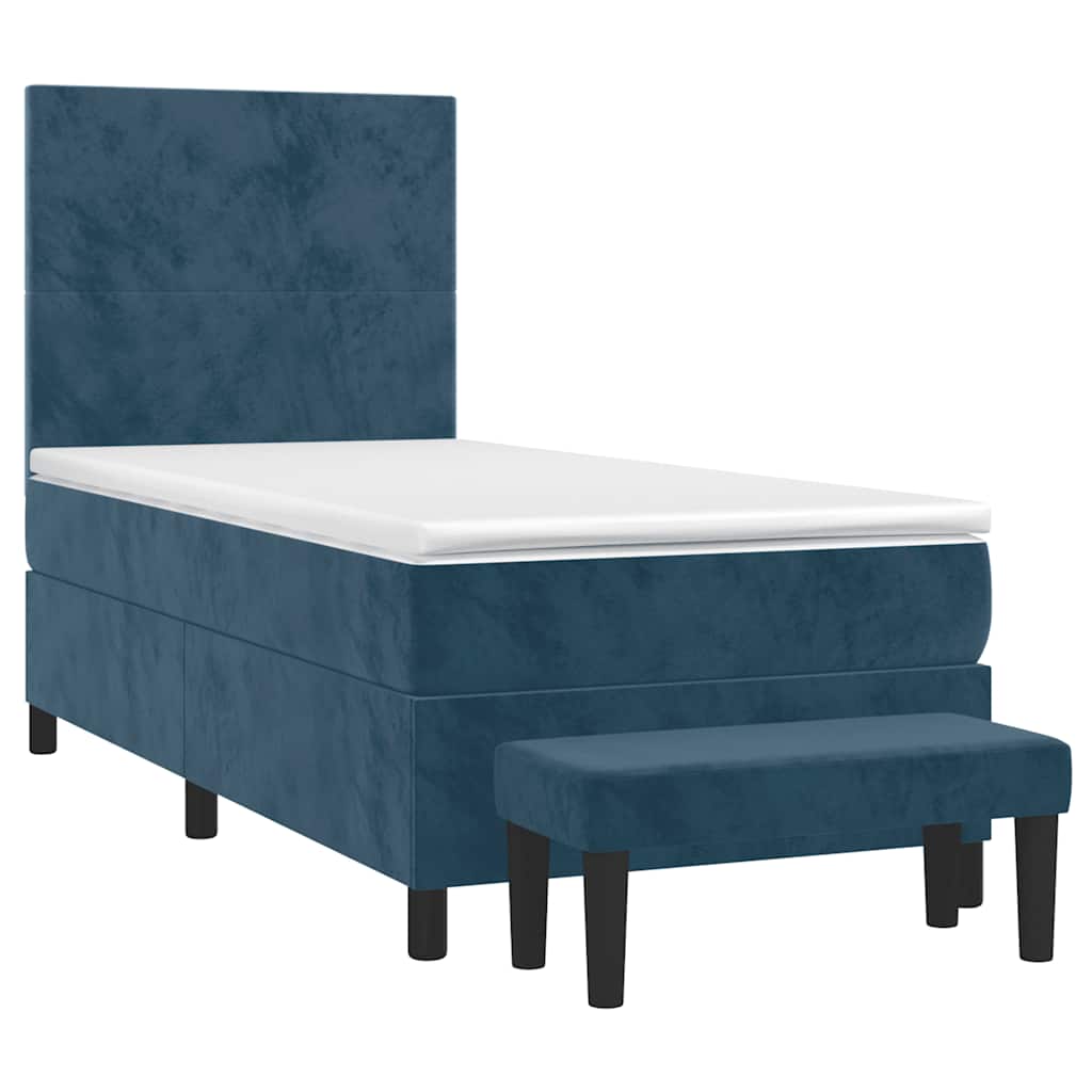 Boxspringbett mit Matratze Dunkelblau 90x200 cm Samt