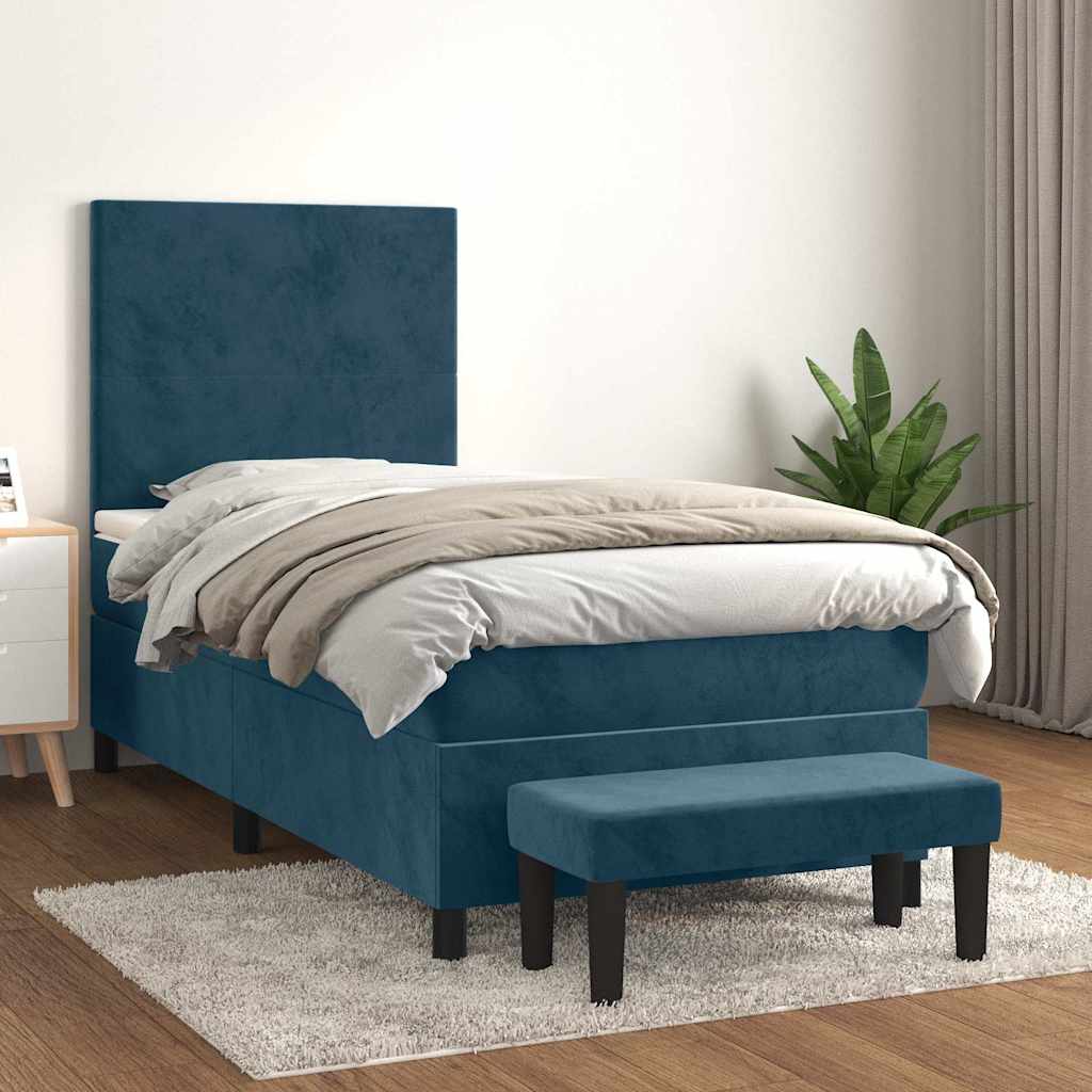 Boxspringbett mit Matratze Dunkelblau 90x200 cm Samt