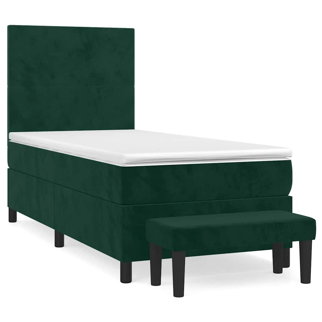 Boxspringbett mit Matratze Dunkelgrün 100x200 cm Samt