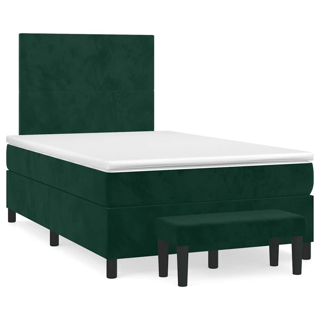 Boxspringbett mit Matratze Dunkelgrün 120x200 cm Samt