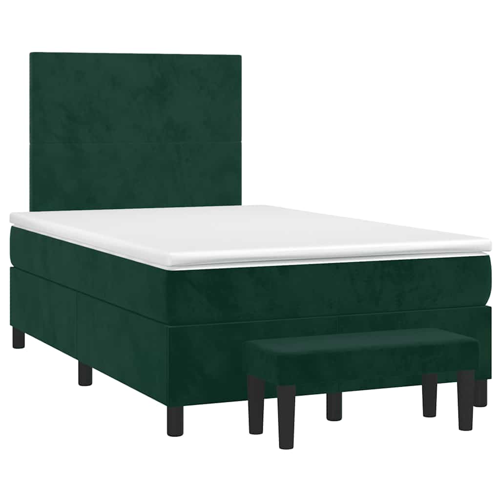 Boxspringbett mit Matratze Dunkelgrün 120x200 cm Samt