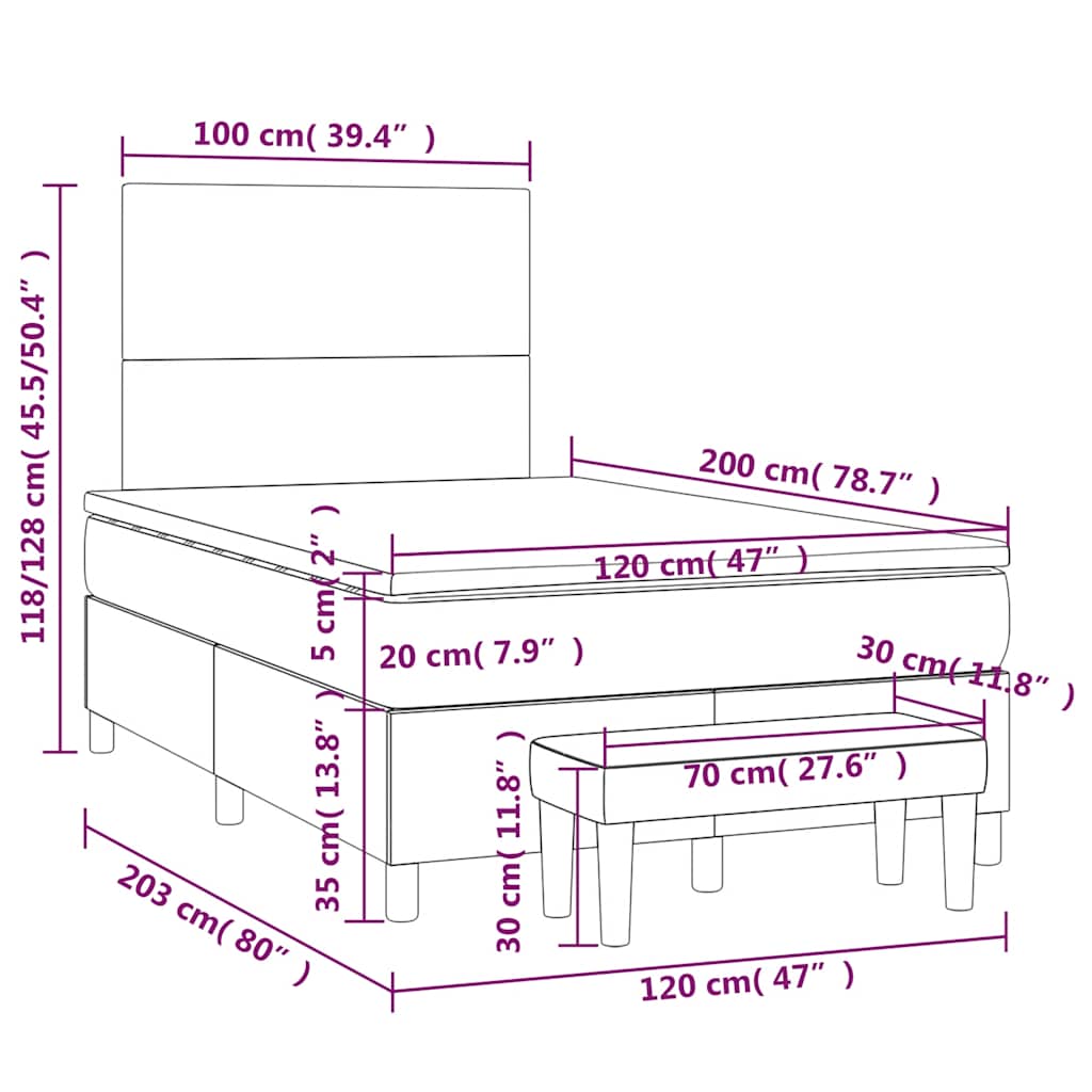 Boxspringbett mit Matratze Dunkelgrün 120x200 cm Samt
