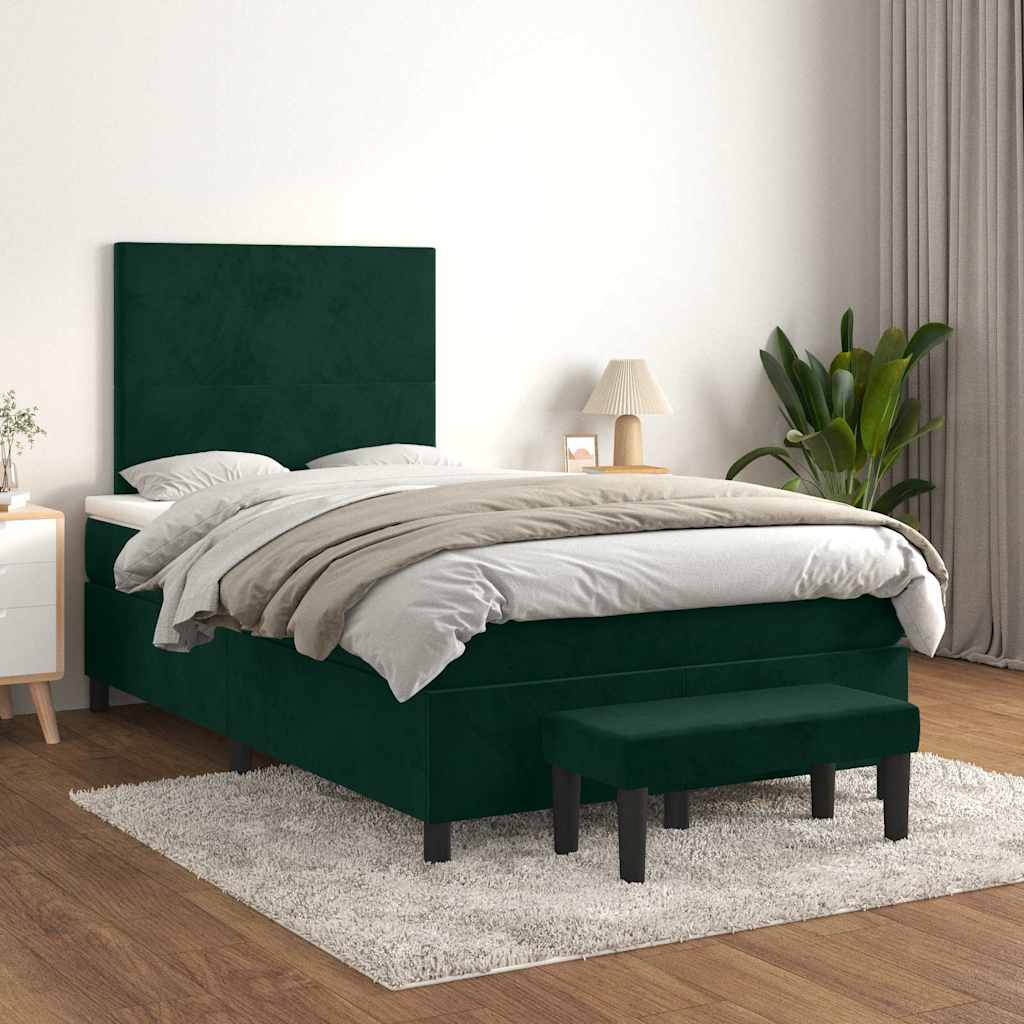 Boxspringbett mit Matratze Dunkelgrün 120x200 cm Samt