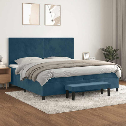 Boxspringbett mit Matratze Dunkelblau 200x200 cm Samt