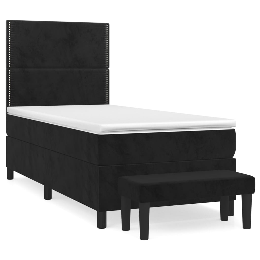 Box spring bed with mattress black 80x200 cm velvet