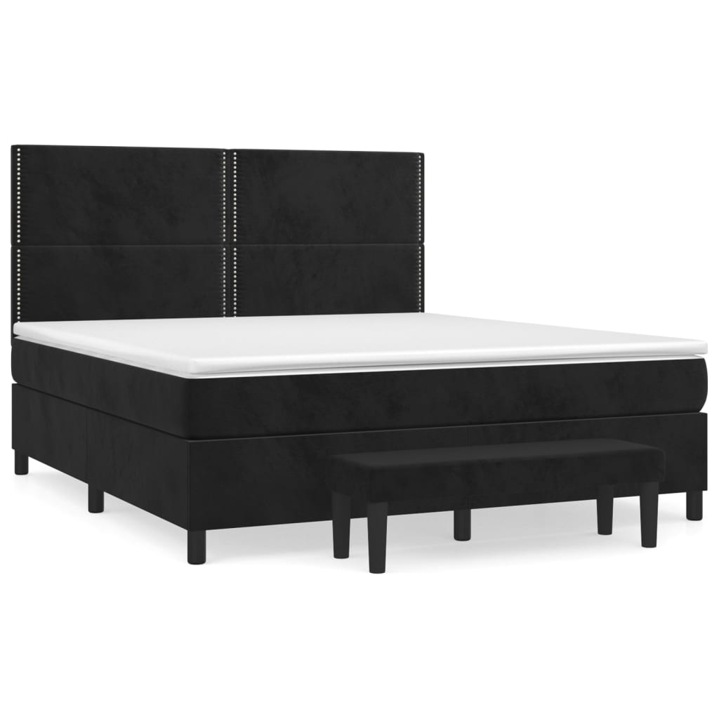 Box spring bed with mattress black 160x200 cm velvet