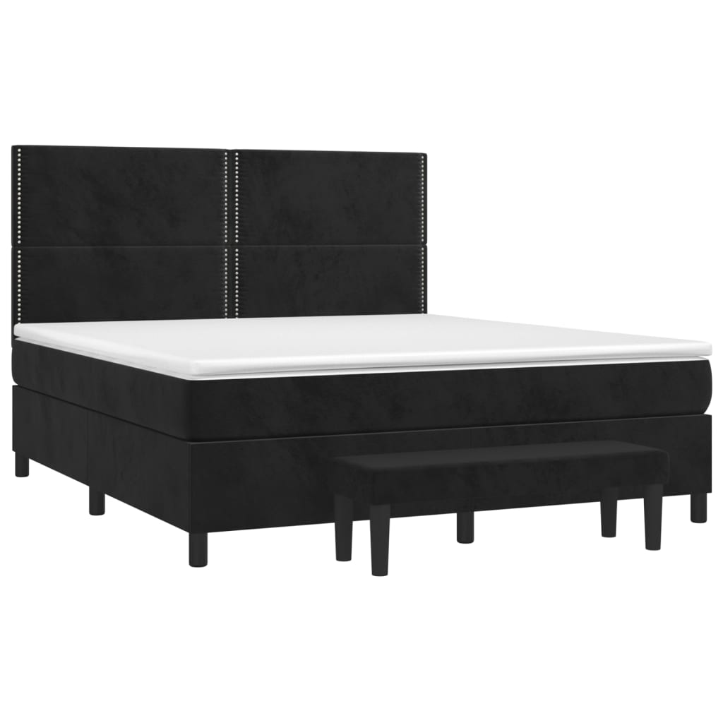 Box spring bed with mattress black 160x200 cm velvet