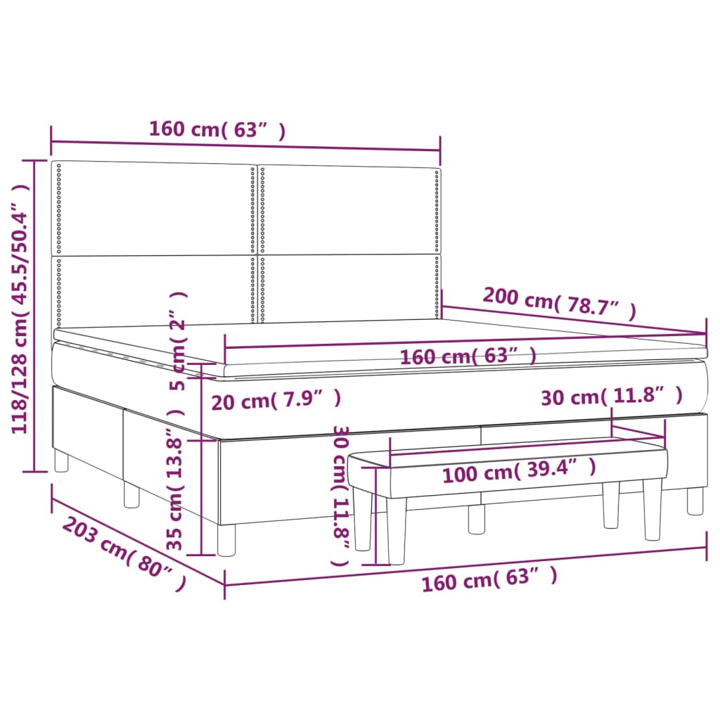 Box spring bed with mattress black 160x200 cm velvet