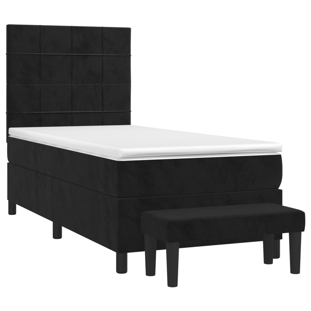 Box spring bed with mattress black 80x200 cm velvet