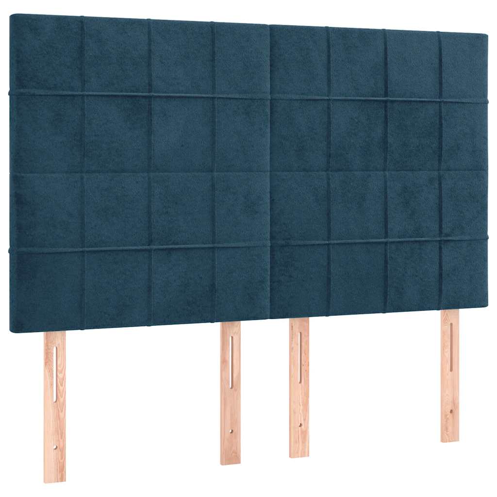 Boxspringbett mit Matratze Dunkelblau 140x200 cm Samt