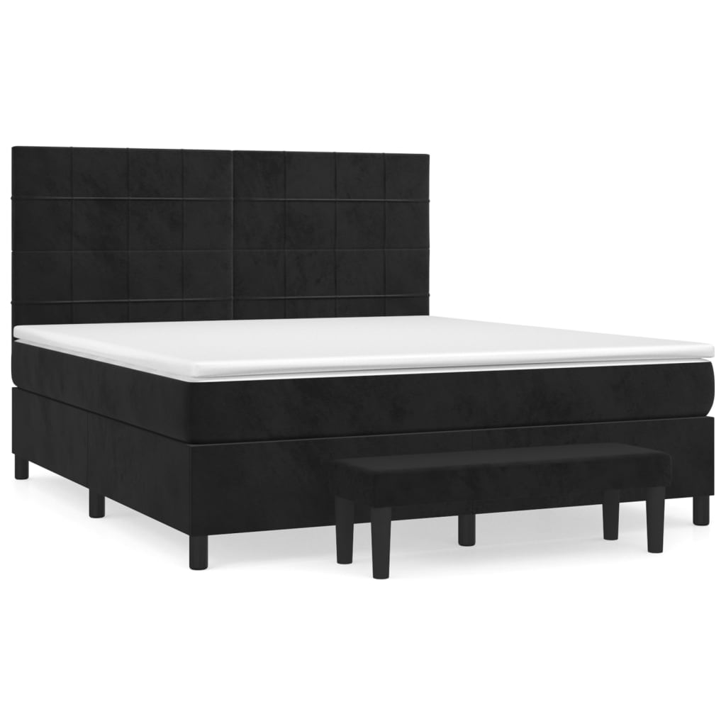 Box spring bed with mattress black 160x200 cm velvet