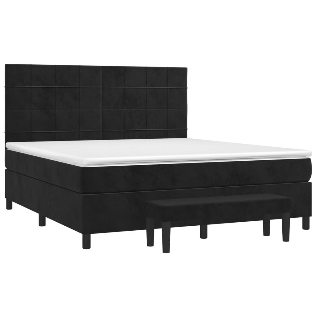 Box spring bed with mattress black 160x200 cm velvet
