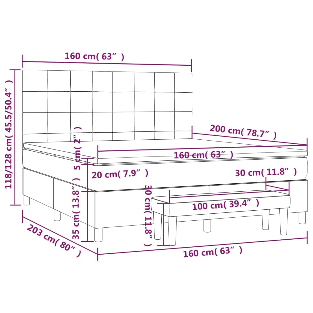 Box spring bed with mattress black 160x200 cm velvet