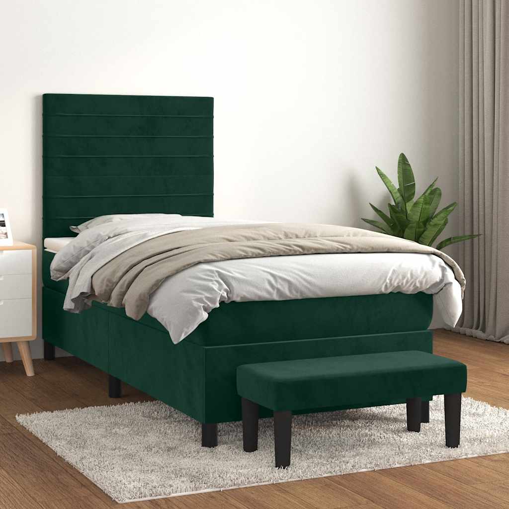Boxspringbett mit Matratze Dunkelgrün 80x200 cm Samt