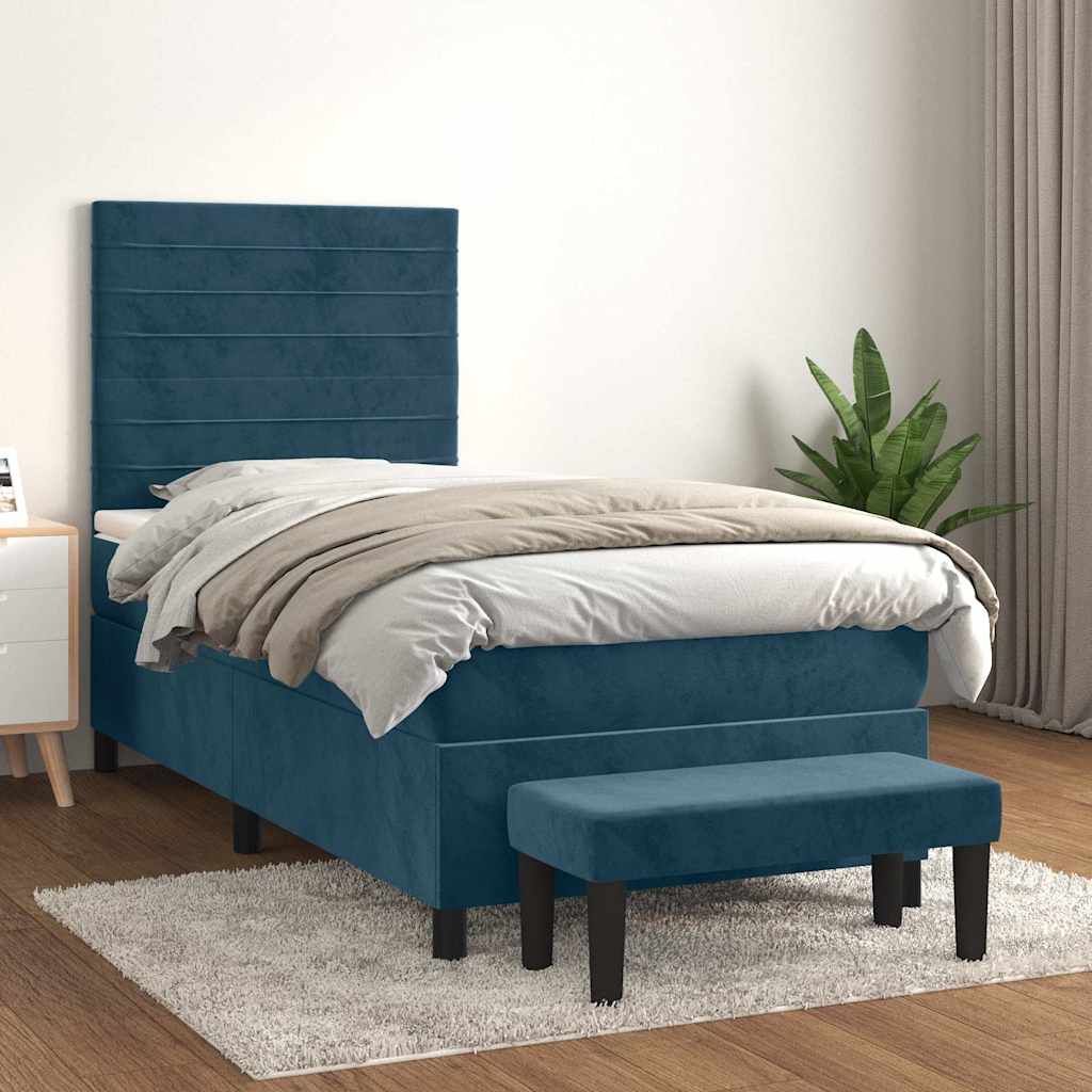 Boxspringbett mit Matratze Dunkelblau 90x200 cm Samt