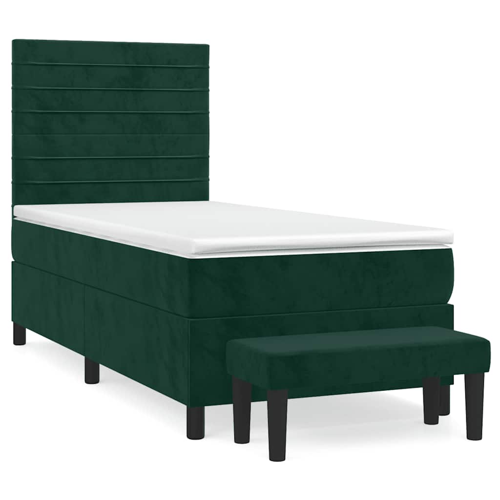 Boxspringbett mit Matratze Dunkelgrün 100x200 cm Samt