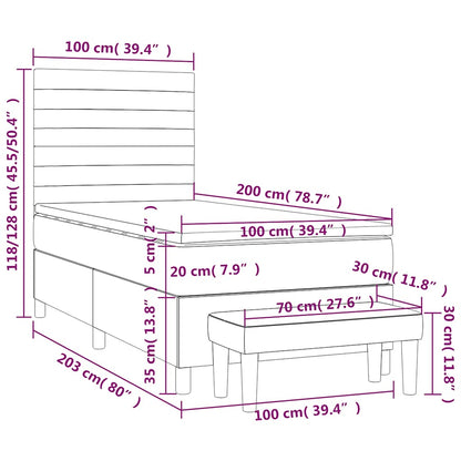 Boxspringbett mit Matratze Dunkelblau 100x200 cm Samt