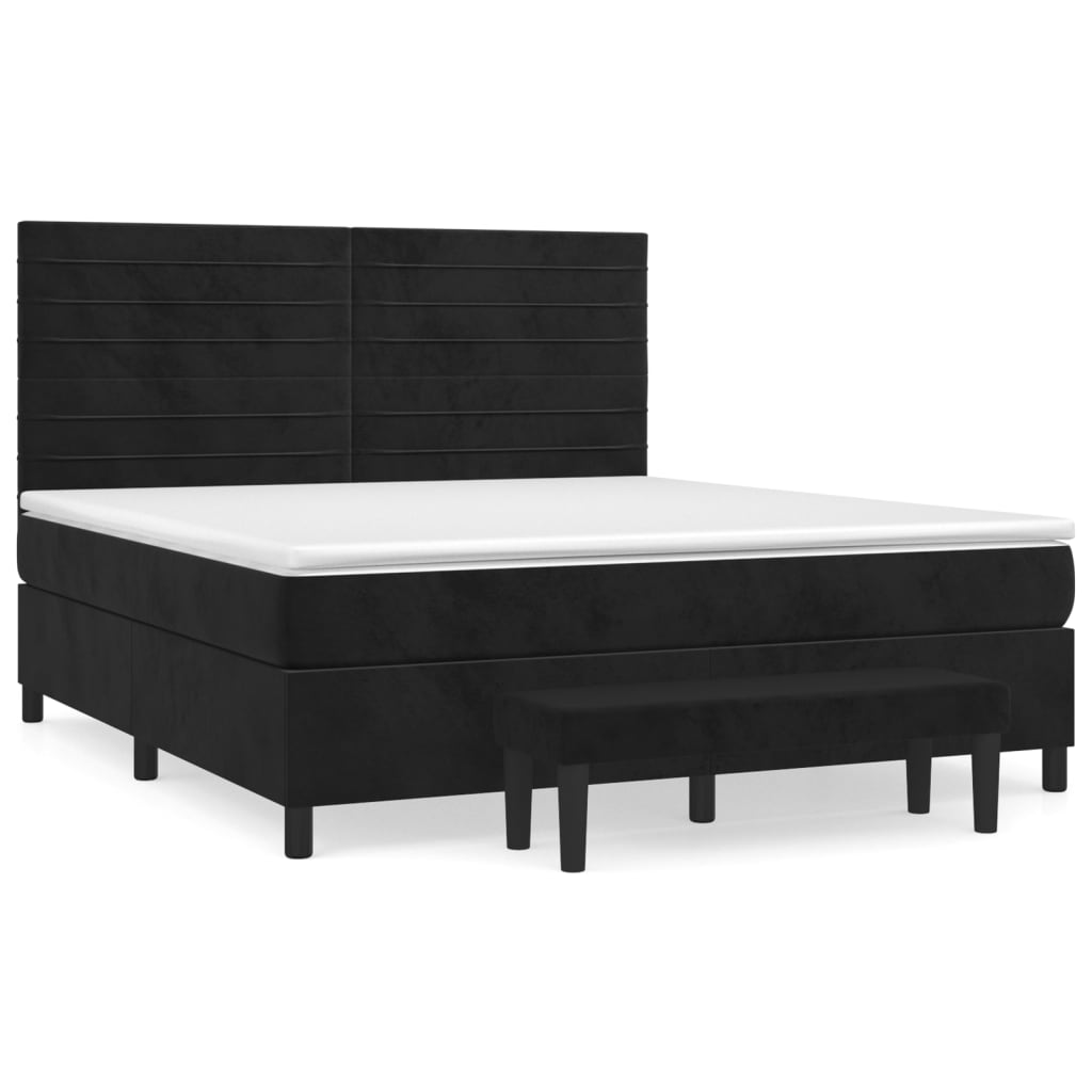 Box spring bed with mattress black 160x200 cm velvet