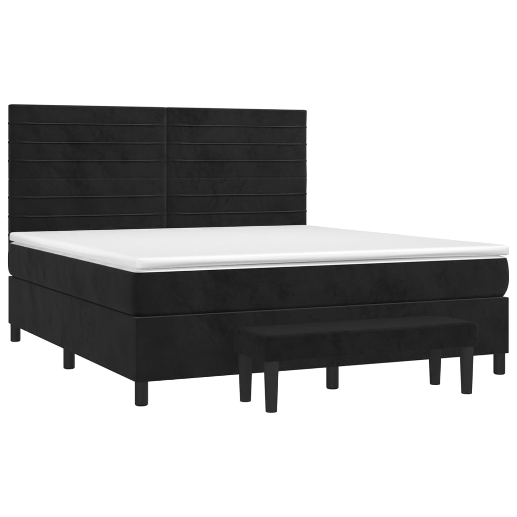 Box spring bed with mattress black 160x200 cm velvet