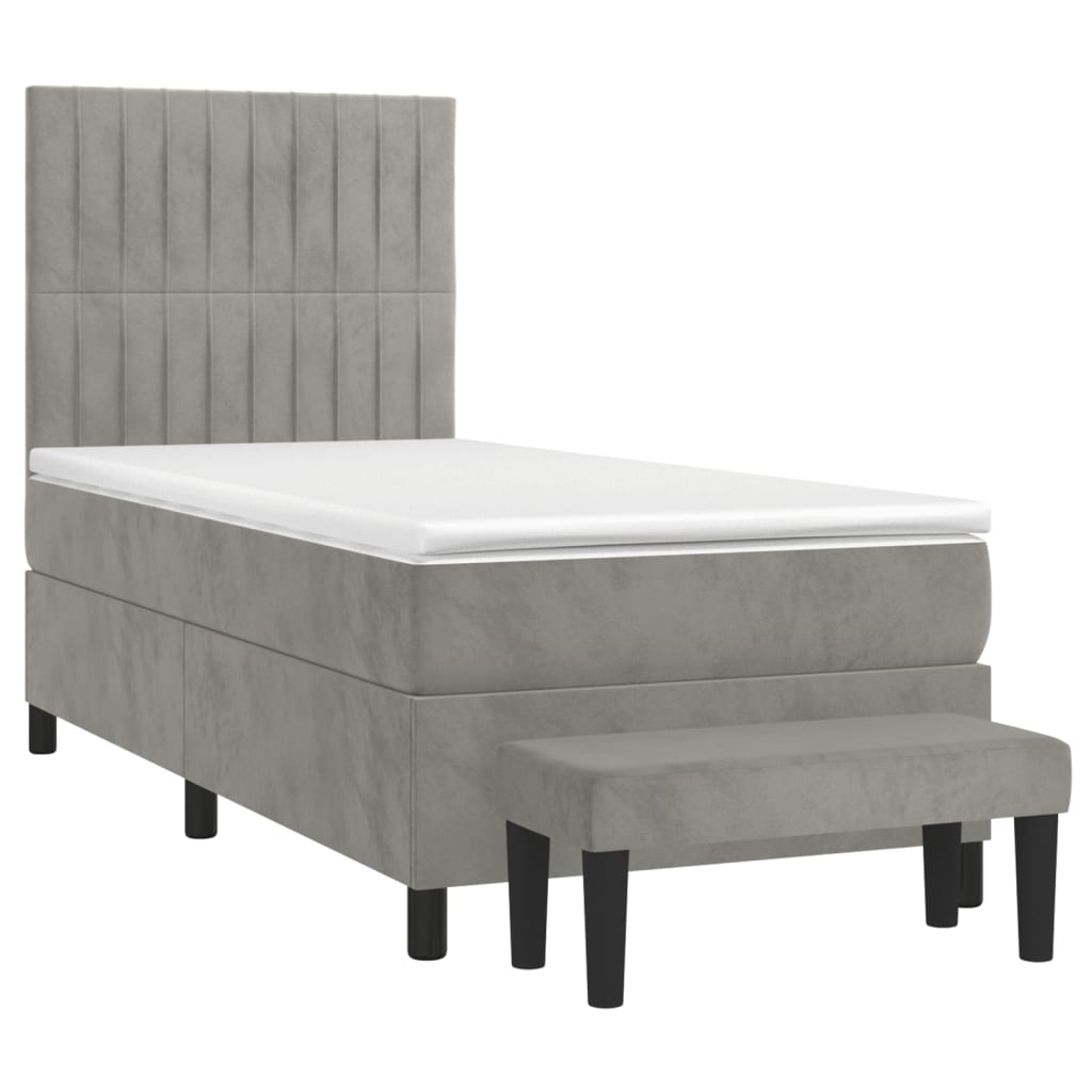 Boxspringbett mit Matratze Hellgrau 80x200 cm Samt
