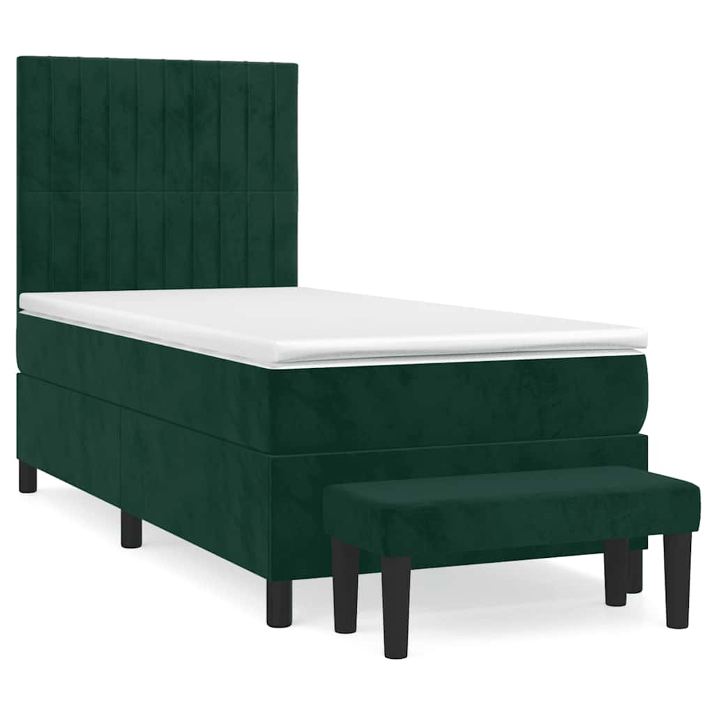 Boxspringbett mit Matratze Dunkelgrün 90x190 cm Samt