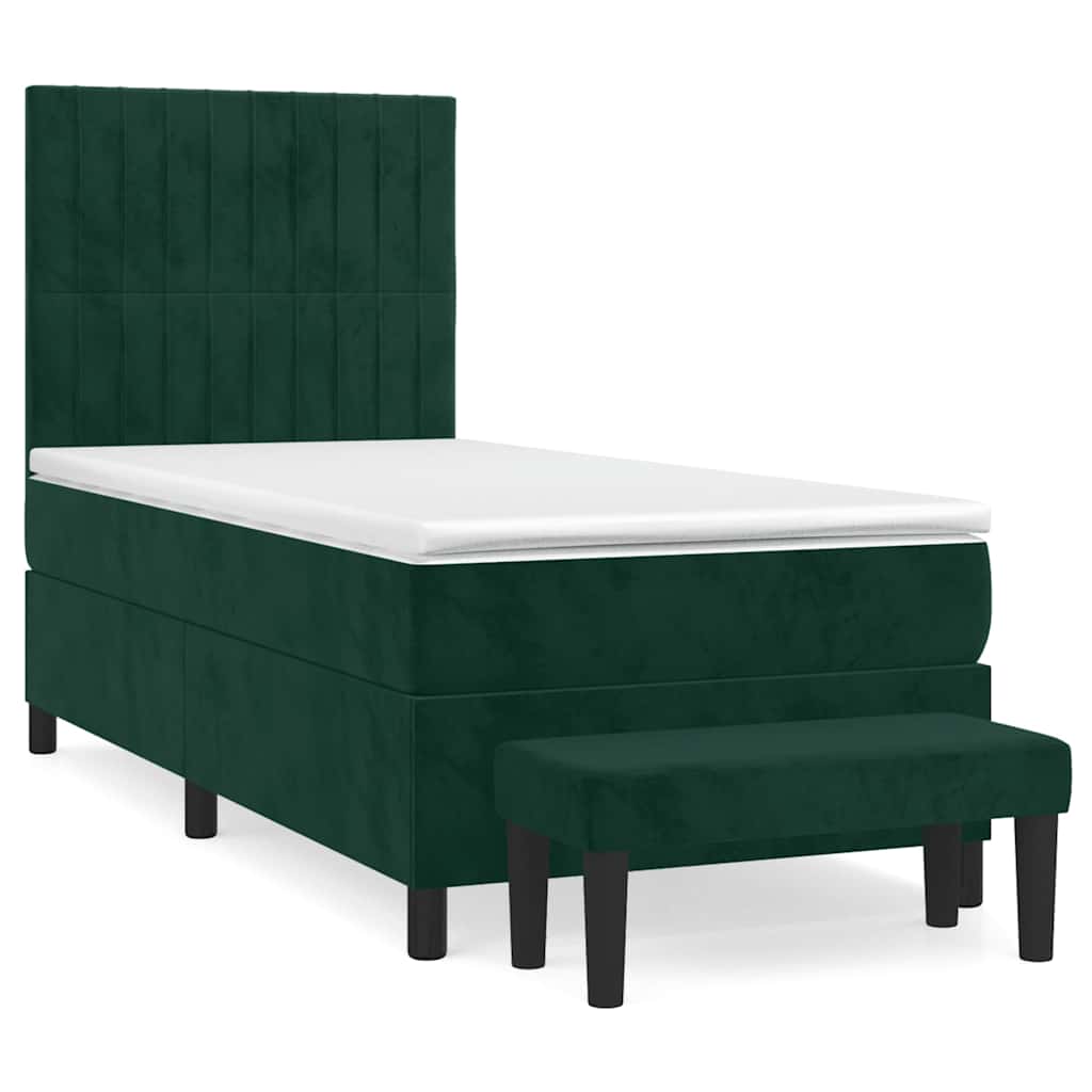 Boxspringbett mit Matratze Dunkelgrün 90x200 cm Samt