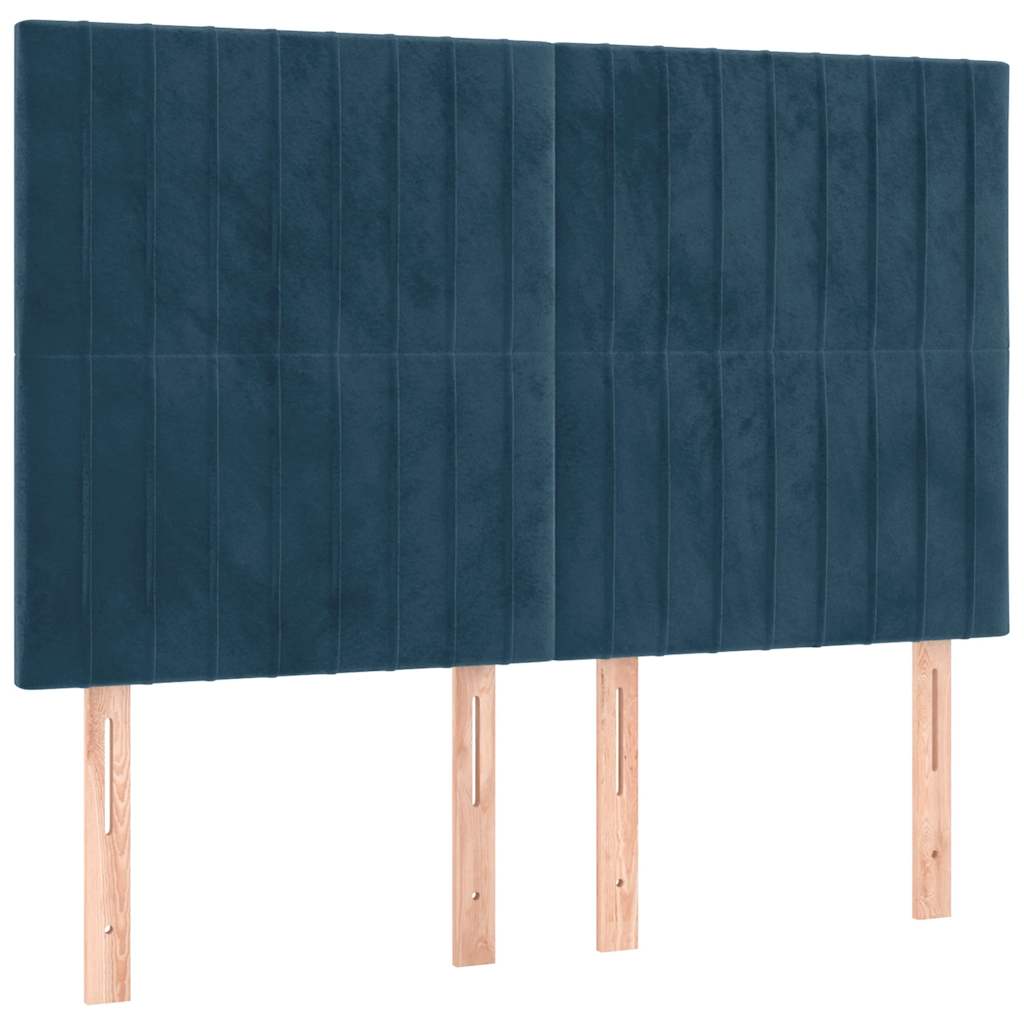 Boxspringbett mit Matratze Dunkelblau 140x200 cm Samt