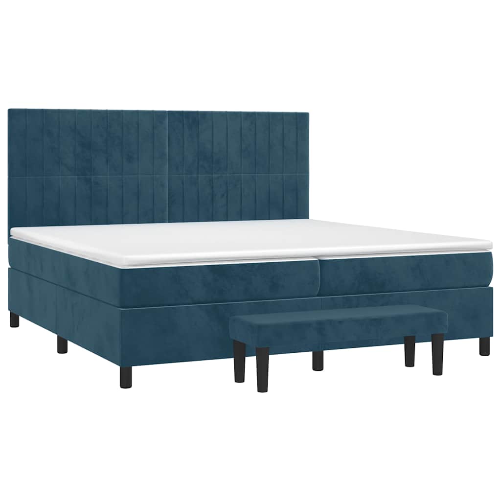 Boxspringbett mit Matratze Dunkelblau 200x200 cm Samt