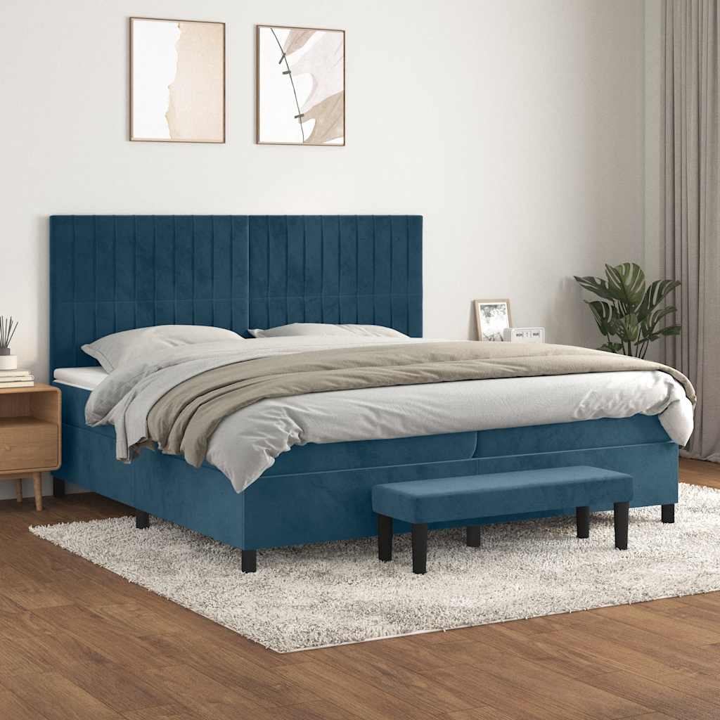 Boxspringbett mit Matratze Dunkelblau 200x200 cm Samt