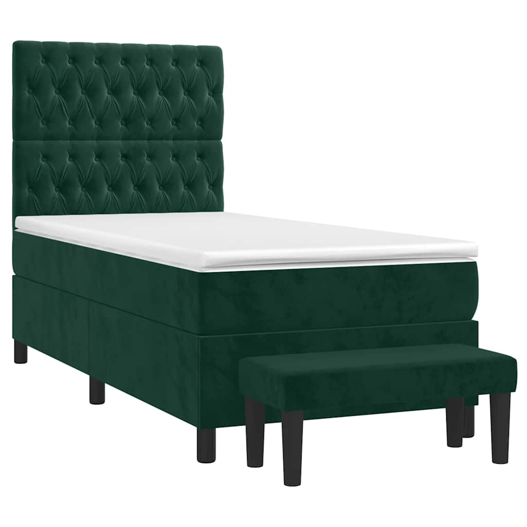Boxspringbett mit Matratze Dunkelgrün 80x200 cm Samt