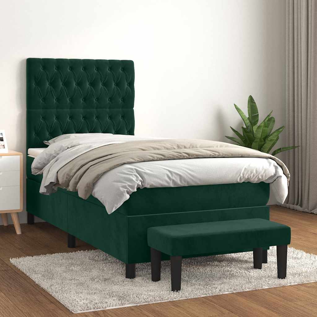 Boxspringbett mit Matratze Dunkelgrün 80x200 cm Samt