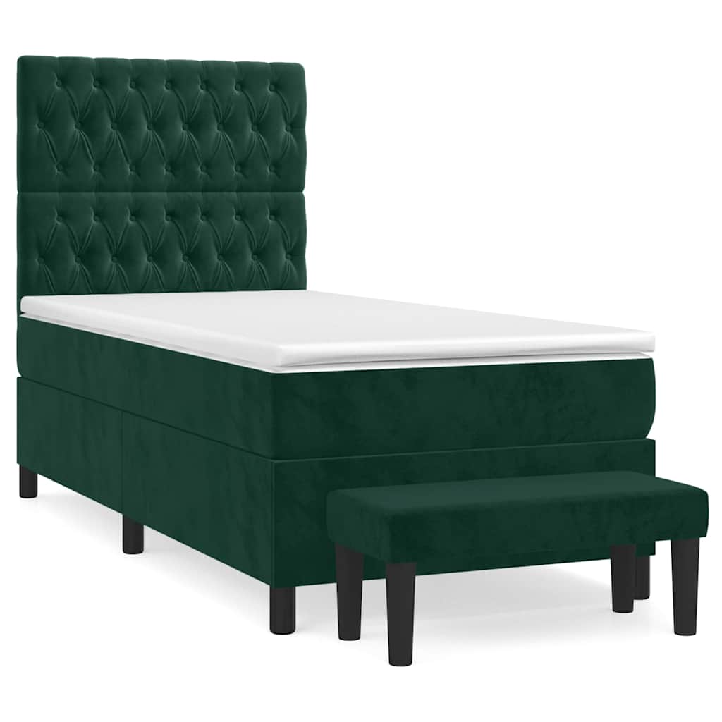 Boxspringbett mit Matratze Dunkelgrün 90x200 cm Samt