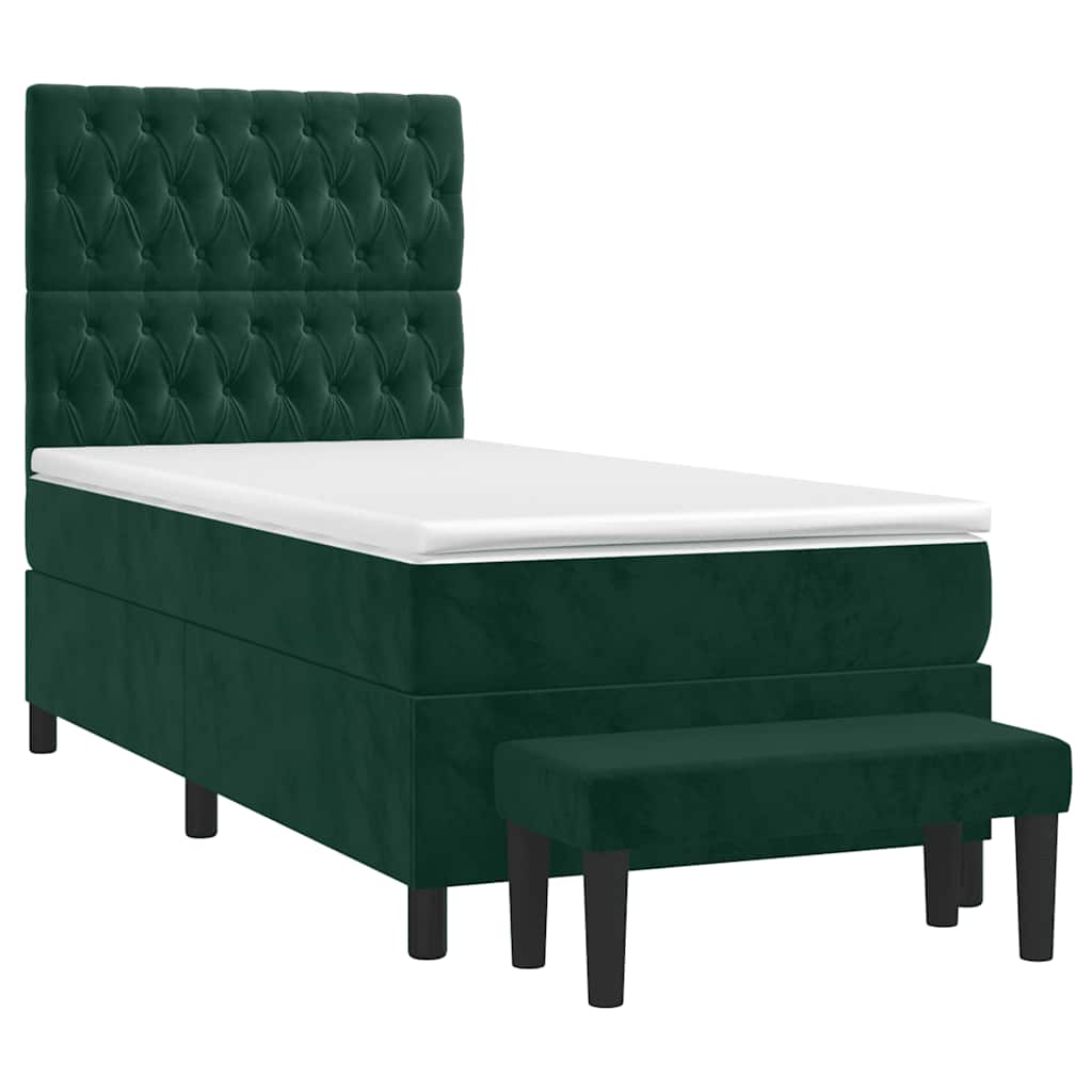 Boxspringbett mit Matratze Dunkelgrün 100x200 cm Samt
