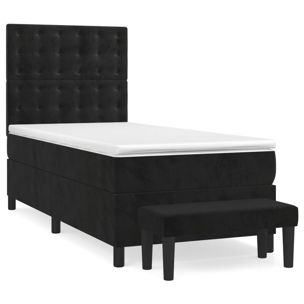 Box spring bed with mattress black 80x200 cm velvet